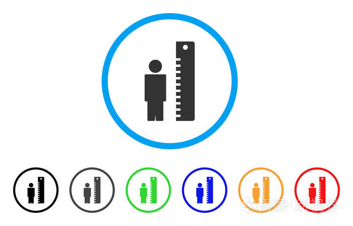男人身高圆形的图标