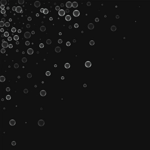 肥皂泡泡分散左上的角与肥皂泡上黑色背景矢量图