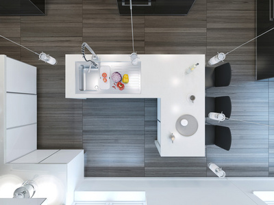 酒柜吧台顶视图现代厨房吧台照片