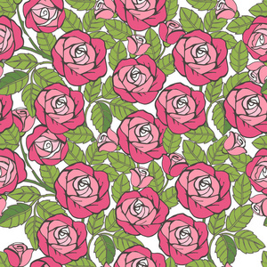 无缝的复古花纹与玫瑰。织物，纺织，包装纸装饰背景