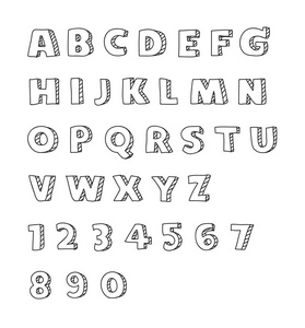 手绘艺术字体字体手写字母.矢量手绘艺术照片