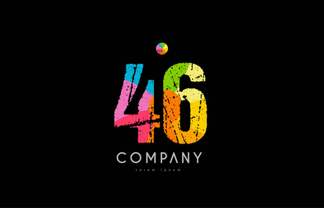 46 号 grunge 彩色彩虹数字数字标识照片