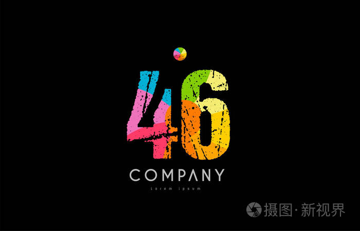 46号grunge彩色彩虹数字数字标识