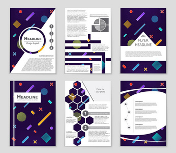 抽象矢量布局背景集。艺术模板设计