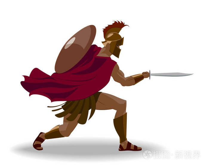 与持有sw的装甲和步兵盾生气斯巴达的勇士