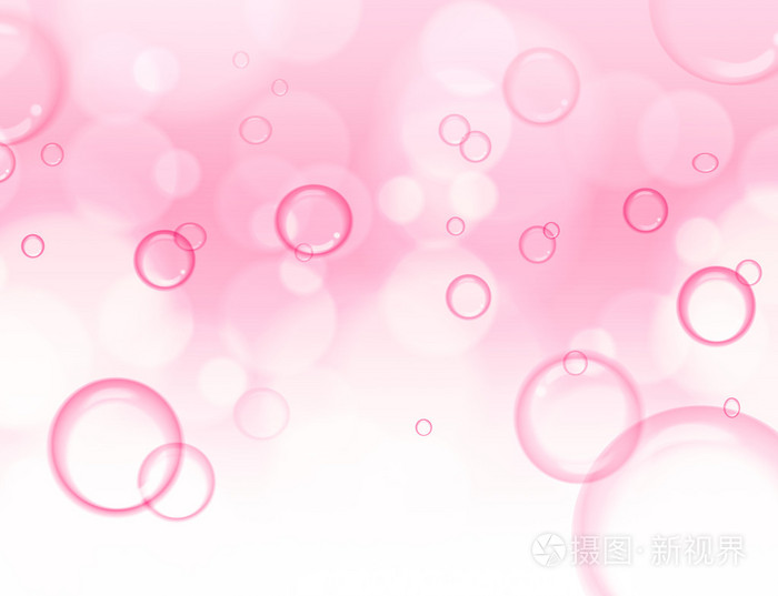 肥皂泡泡在粉红色的背景下,抽象背景