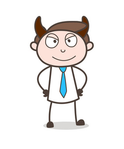 邪恶的卡通商人狡猾微笑的脸表达载体照片