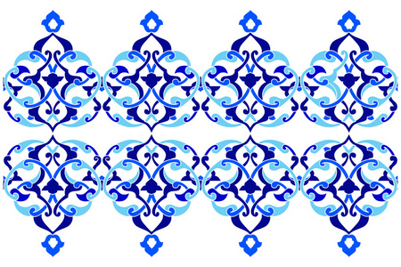 设计色调的蓝色奥斯曼图案系列三都
