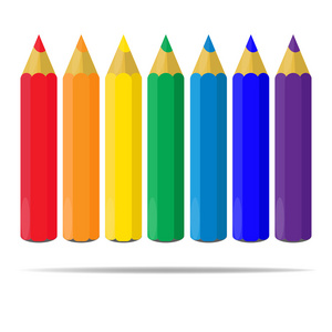 杂色颜色铅笔设置隔离上白色背景
