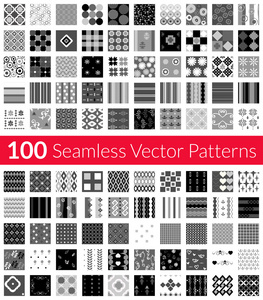 100种通用的不同灰度矢量无缝图案
