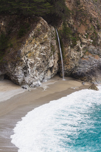 加州海岸的瀑布