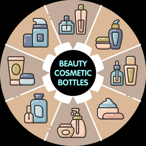 美容化妆品瓶 Infographicset