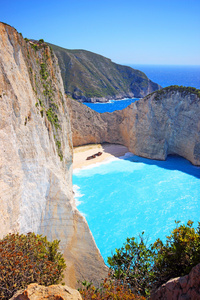 Navagio 海滩，沉船，希腊扎金索斯