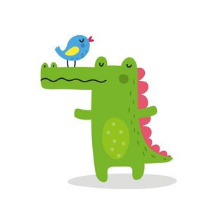 打印与卡通鳄鱼照片