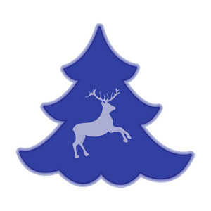 可爱的例证，在圣诞节或新年的主题。鹿 silhoue