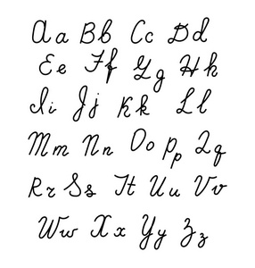 手绘字体。手写 alphabe 风格现代书法