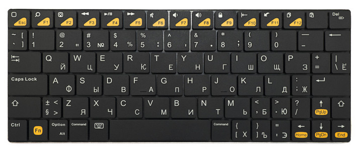 黑铬现代笔记本电脑蓝牙键盘上白色孤立