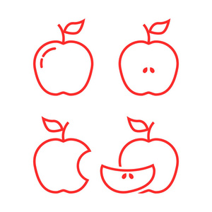 集的线性的红苹果