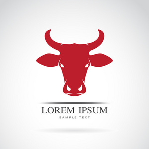 矢量图像的白色背景上的牛头照片