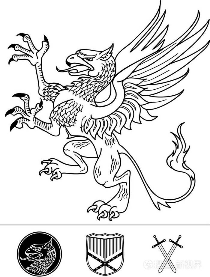 元徽纹章狮鹫用盾牌, 剑和密封