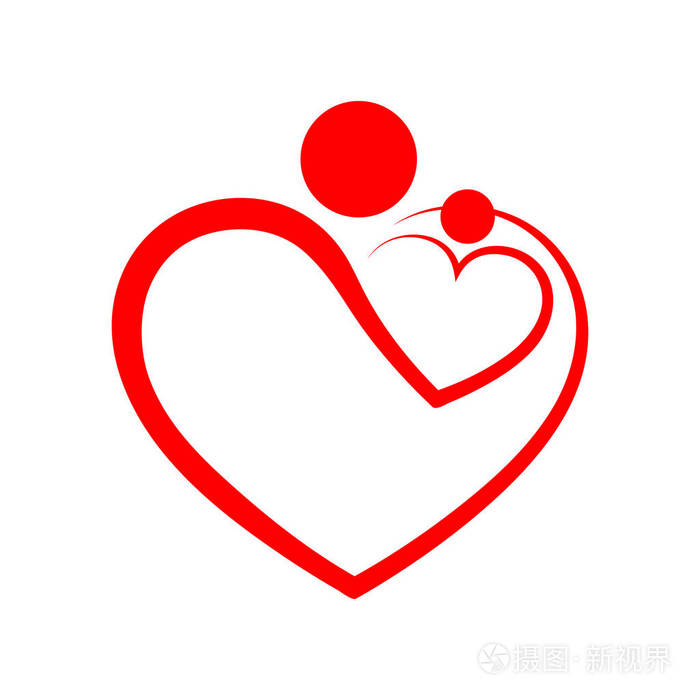 家庭护理符号在心的形状.矢量图