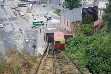 利塞尔缆索铁路在瓦尔帕莱索，智利