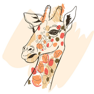 长颈鹿在素描样式图片