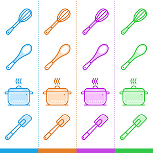 向量组的线性图标，面包店，烹饪。适用于网站 手机应用程序和打印