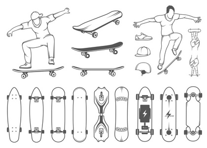 一套滑板设备和街头风格元素图片