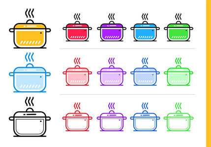 现代行图标的面包店，烹饪锅做饭。保费质量大纲符号用于 web 图形和打印