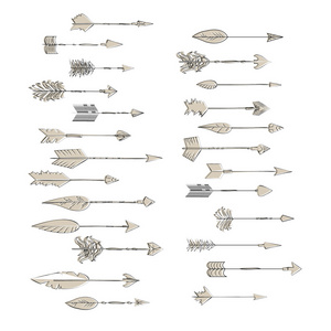 手绘矢量箭头集合。涂鸦民族印度箭头