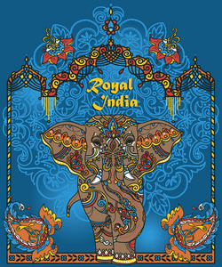 印度大象与美丽的传统装饰