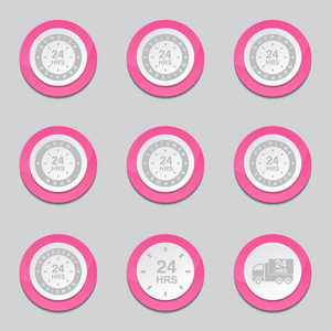 24 小时服务粉色按钮图标