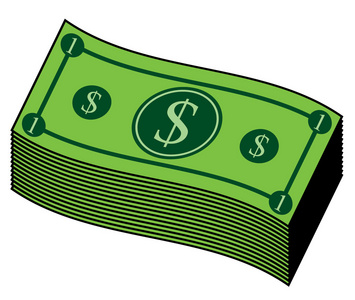 卡通美元钱无缝矢量图案背景插画美元货币钞票图标的漫画风格.