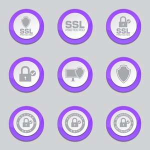 保护 Web 互联网紫按钮图标