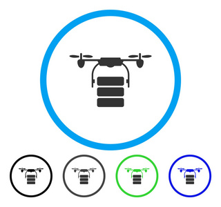 货物无人机圆形的矢量图标