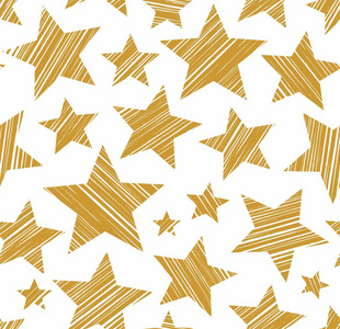 金色的星星，白色背景，无缝，矢量