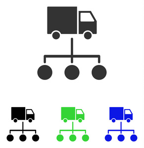货车分布方案平面矢量图标图片