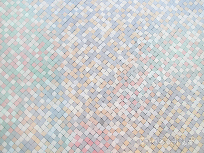 柔和的色彩马赛克瓷砖背景在古色古香的st的拼花地板