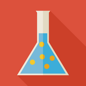 平面教育和科学化学烧瓶插图与孤独