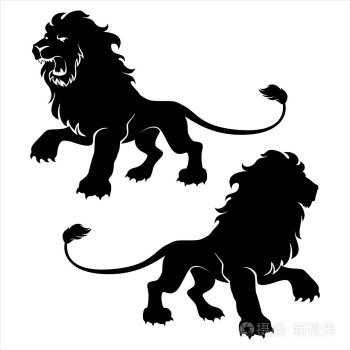 两个狮子图图形符号