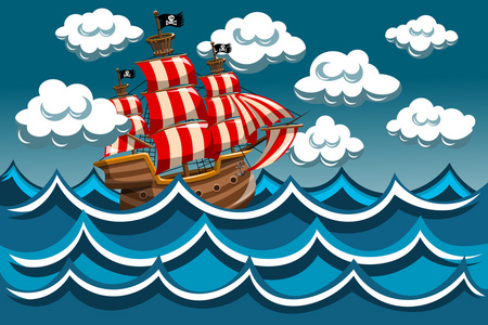 海盗船在暴风雨中照片