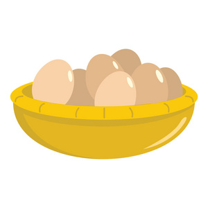 鸡蛋平图标 鸡鸡蛋早餐 矢量图