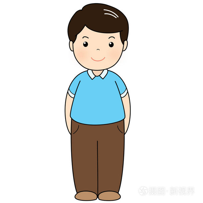 一个男人穿蓝色马球衬衫站矢量