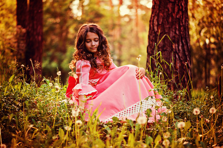 粉色童话公主穿裙子的女孩图片