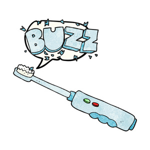 讲话泡泡质感的卡通嗡嗡作响的电动牙刷