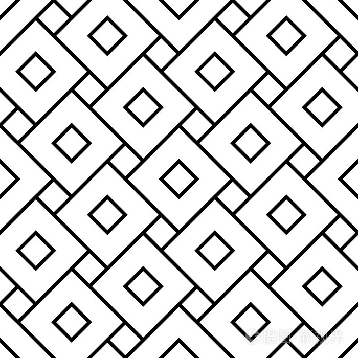 图案正方形黑色和白色抽象几何背景枕头打印单色复古纹理时髦时尚设计