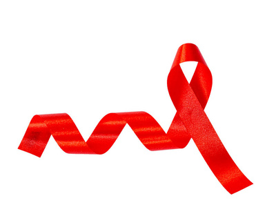 在白纸上的红丝带照片