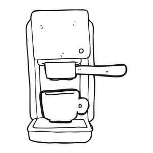 黑色和白色卡通浓缩咖啡机