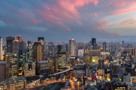 在 Os 中地标梅田区大阪市中心城市天际线